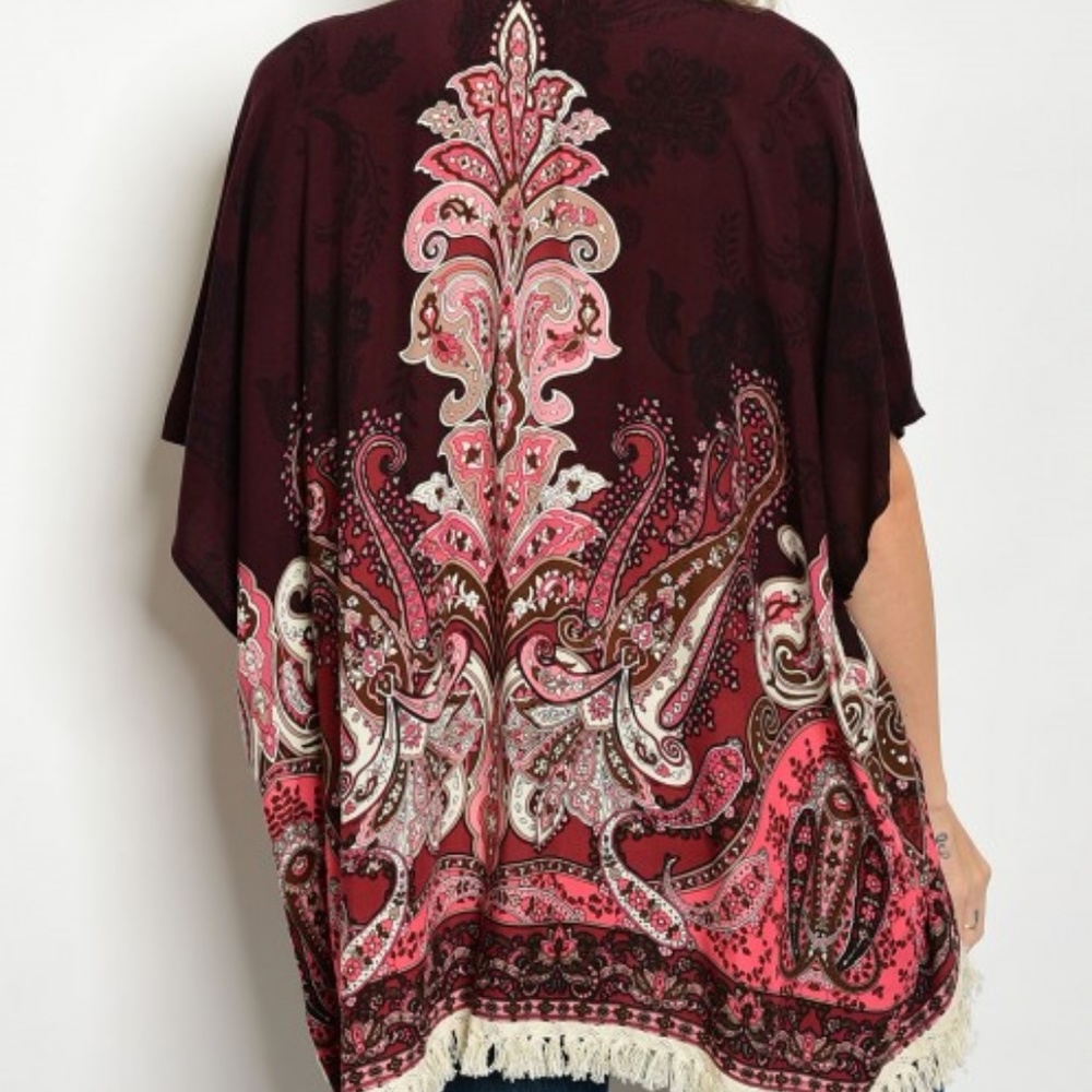 Wine Maroon Boho Inspired Cardigan